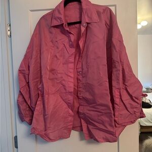Sandro Pink Button-Up Jacket and shorts